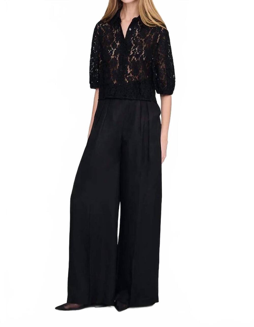 NEW ANINE BING women's shayna lace top in black
